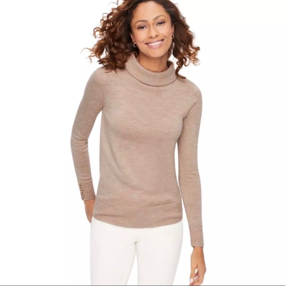 Talbots Women’s Button Cuff Turtle Neck Sweater I… - image 1